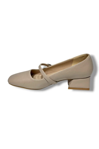 Cshoes 175-26 Cilt Deri Bantlı Kısa Kare Topuklu Kadın Ayakkabı - 3