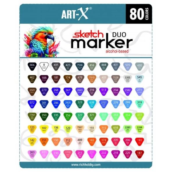 Rich Art-X Sketch Marker Duo Su Bazlı Çift Uçlu Kalem 80 Renk (KOD: 18051) - Resim 3