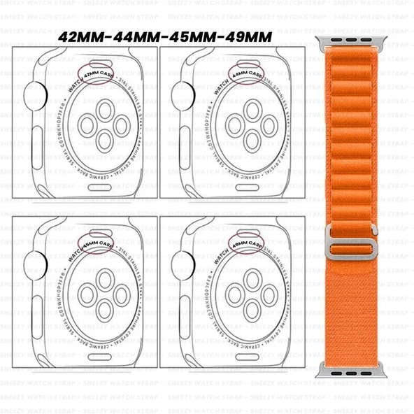 Apple Watch 49mm Ultra Seri Uyumlu Frost Alpine Loop Kordon  Turuncu - Resim 3