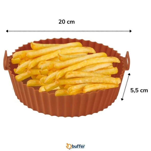 BUFFER® Renkli Isıya Dayanıklı Yıkanılabilir Silikon Fırın Ve Airfryer Yuvarlak Model Pişirme Matı 20 Cm - 3