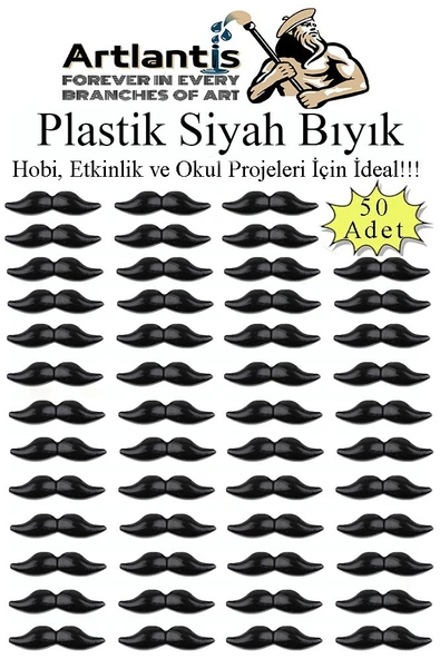 Plastik Bıyık Siyah 50 li 1 Paket Hobi Etkinlik Okul Projeleri Okul Öncesi Anasınıfı Amigurumi Yüz Yapım Bıyık ürün görseli
