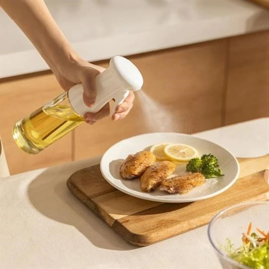 BUFFER® Çok Amaçlı Cam Şişe Püskürtmeli Dağıtıcı Yağdanlık Limonluk Sirke Sosluk Spreyi Beyaz - 7