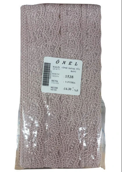 Dantel Polyester Sanal Tül Bant Y.Pudra 14,30 Metre En 3 cm ON-1538-PU