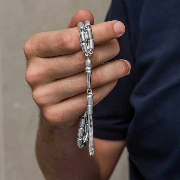 Gümüş Kapsül Kesim Erkek Tesbih SL12612 - Resim 8