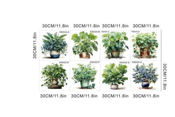 Saksılı Çiçek Tasarımlı 8li Sticker (5250) - 5