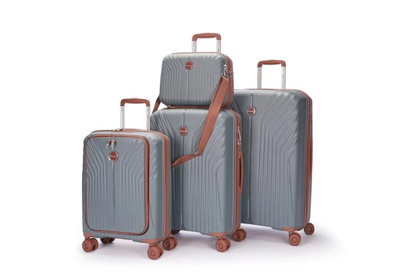 Benetton Trolley Valiz Antrasit Büyük Boy 14BNT8010-01-ANT - Resim 8