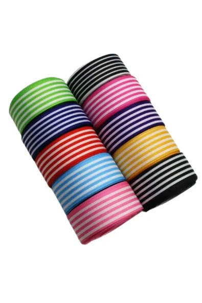 Tafta Çizgi Desen Kurdele 25 mm Pudra 5 Metre - 2