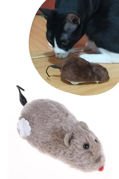 BUFFER® Kurmalı Kedi Eğitim Oyuncağı Tüylü Peluş Fare Yakalama İnteraktif Sevimli Eğlenceli Oyuncak - 7