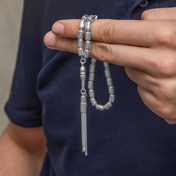 Gümüş Kapsül Kesim Erkek Tesbih SL12613 - Resim 5