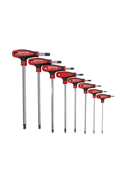 İzeltaş 4921 00 8108 T Tipi Yuvarlak Başlı Allen Anahtar Takımı 8 Parça ürün görseli