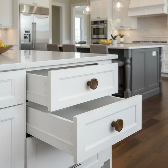 Tek Vidalı Bohem İç Bükey Plastik Düğme Kulp Kestane Kahvesi Renk Mobilya Dolap Çekmece Kulpu Kulbu - Resim 4