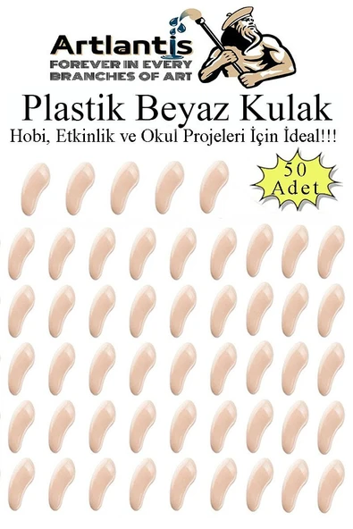 Plastik Kulak Krem 50 li 1 Paket Hobi Etkinlik Okul Projeleri Okul Öncesi Anasınıfı Amigurumi Yüz Yapım Kulak ürün görseli