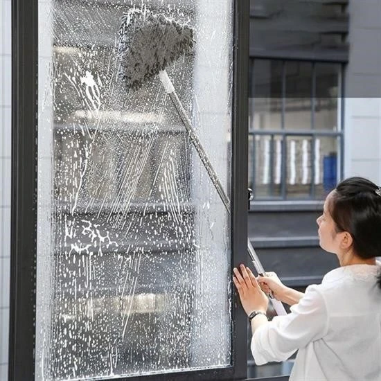 BUFFER® Teleskopik Saplı 150 cm Üçgen Mop Cam Duvar Tavan Fayans Parke Temizleyici Mop - 4