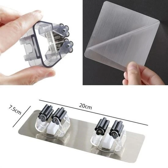 BUFFER® Pratik Organizer 4lü Yapışkanlı Fırça Paspas Mop Fırça Sabitleyici Ergonomik Alet Aparatı - 5