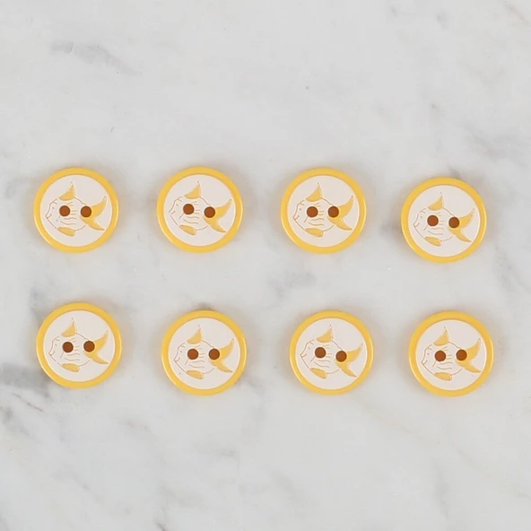 Loren Crafts sarı 8 li balık düğme - 579 - Resim 2