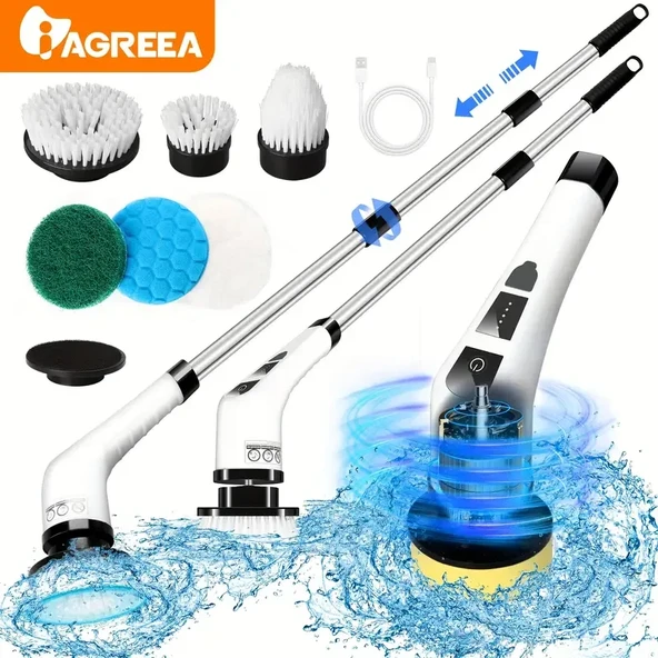 Yeni Nesil 7 Temizleme Başlıklı Dijital - Banyo-Mutfak-Araç Temizlik Fırçası Seti (5250) - 3