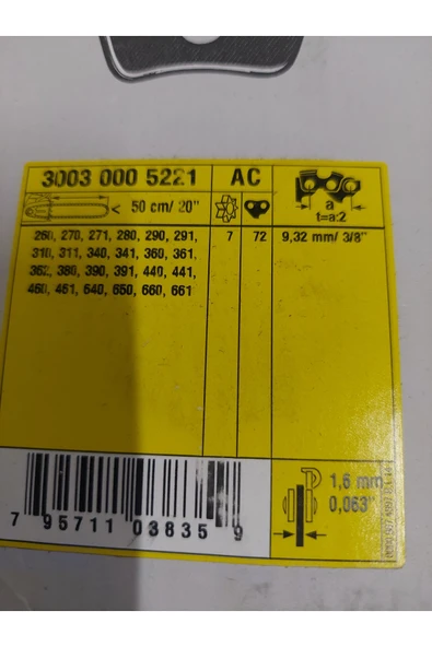 SİTİL Ms 361 - 362 Motorlu Testere Kılavuz Pala 50 Cm 3/8 36 Orjinal - 2