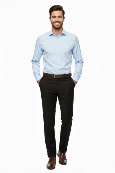 Erkek Silim Fit Klasik Pilesiz  Kumaş Pantolon P1160 BGL-ST04743 ürün görseli