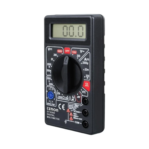 Tenon DT-830D Siyah DC AC Voltaj Akım Ölçer Dijital Multimetre Ölçü Aleti Ölçüm Cihazı - 2