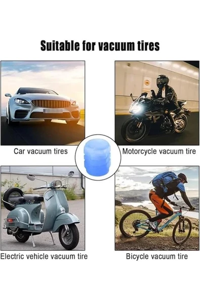 Karachil Gece Parlayan Neon Fosforlu Sibop Kapağı, 4 Adet, Plastik, 2 Cm, Tüm Arabalara Uygun (Mavi) - 2