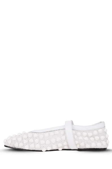 Stato Taş Detaylı Kadın Babet Beyaz - Resim 4