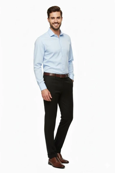 Erkek Silim Fit Klasik Pilesiz  Kumaş Pantolon P1160 BGL-ST04743 - Resim 6