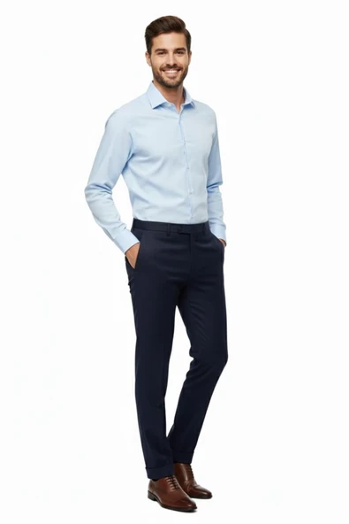 Erkek Silim Fit Klasik Pilesiz  Kumaş Pantolon P1160 BGL-ST04743 - Resim 5