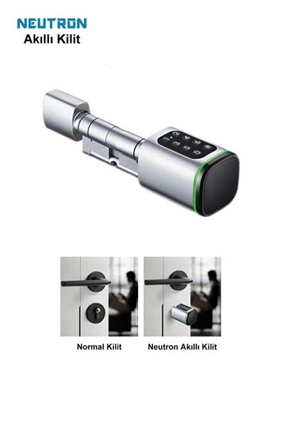 NEUTRON NTL-SC-02FKPW Parmak izi, Anahtarlı, Tuşlu, Kartlı ve Uzaktan Kontrollü Akıllı Kapı Kilidi Gri - Resim 2