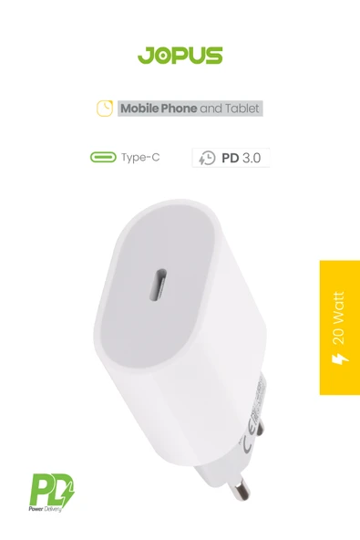 Jopus Universal Type-C Çıkışlı Pd / 20W  Şarj Cihazı JO-PD02 Capua-PD - 3
