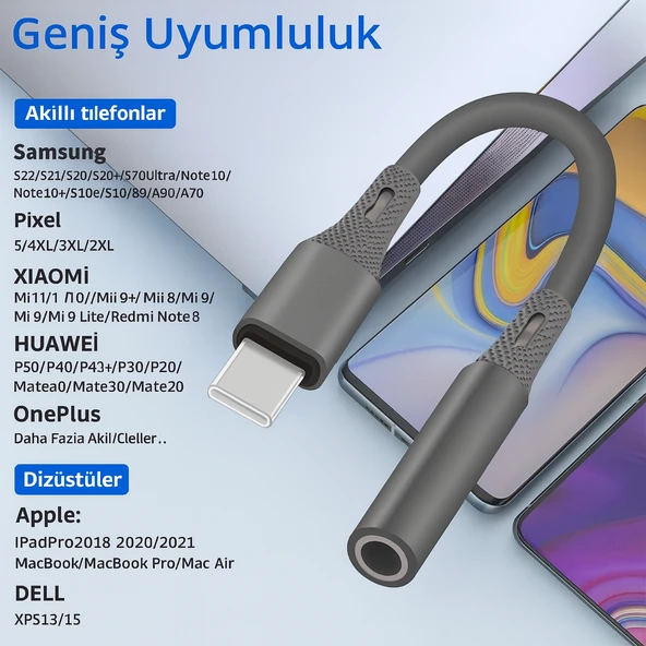 TD-C3327 Type-C-3.5mm Kulaklık Dönüştürücü HiFi Ses Aktarımı DAC Çipli Tak ve Kullan 13cm - 2