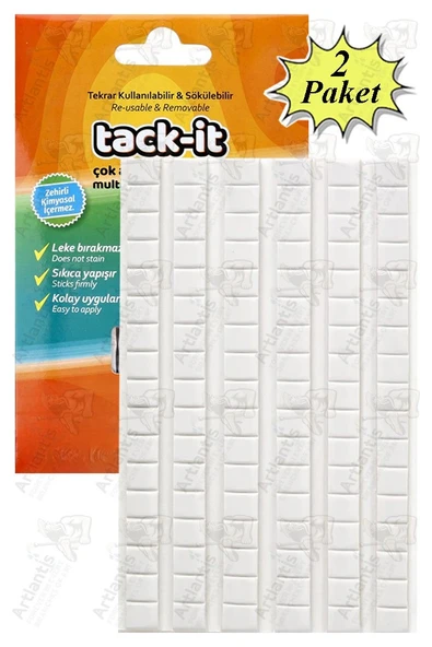 Hamur Yapıştırıcı Tack-it 50gr 2 Paket 65 Parça Macun Sakız Yapıştırıcı Takıt Çerçeve Afiş Duvar İz Bırakmaz Sökülebilir ürün görseli