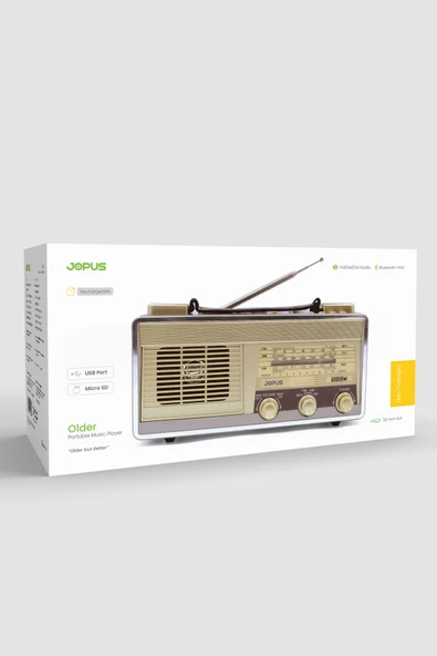 Jopus Nostaljik Görünümlü El Fenerli Radyolu Bluetooth Hoparlör Older - 6