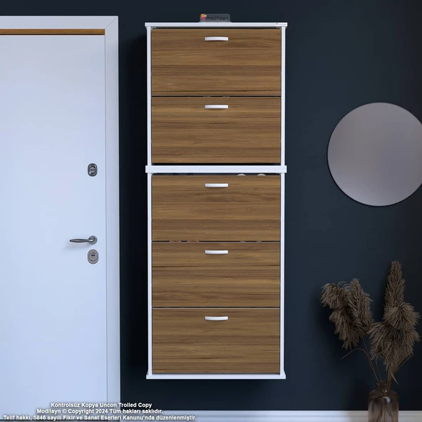 Modilayn VARBİ UMAY' 2 Li Asma Antre 72x 193x26 cm’ lik 5 Düşer Kapak 10 Göz Bölme Ayakkabılık ürün görseli 1