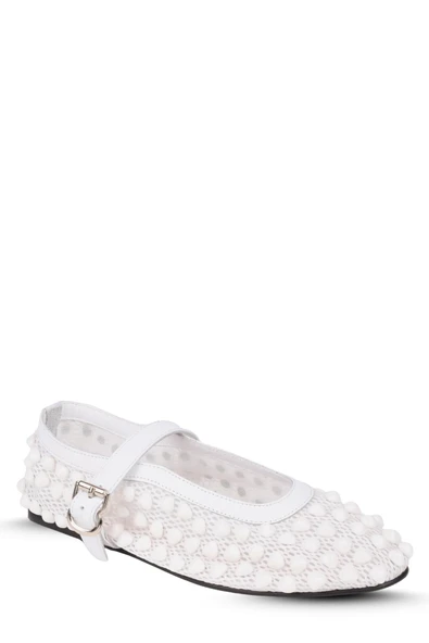 Stato Taş Detaylı Kadın Babet Beyaz - Resim 5