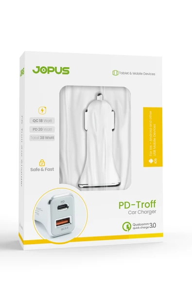 Jopus USB ve Type-C Girişli 3.0 20W USB / 3.0 18W PD QC Araç Şarjı Universal JO-A7 Troff - 3