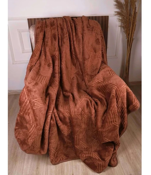 Özdilek Trendy Embos Tek Kişilik Battaniye(155x220)-Art Deco Cameo Brown - 2