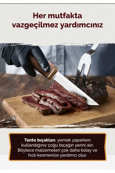 seka TANTO 2'si 1 Arada Japon Bıçakları Ejderha & Kaplan Özel Üretim Paslanmaz Çelik - 3