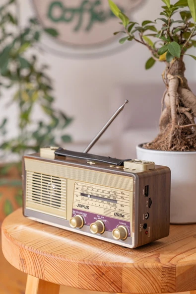 Jopus Nostaljik Görünümlü El Fenerli Radyolu Bluetooth Hoparlör Older - 3