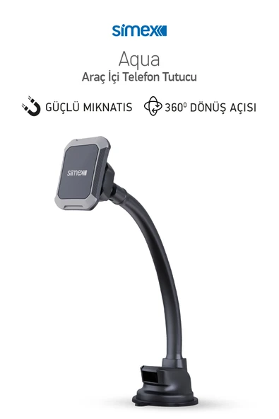 Simex Yüksek Isıya Dayanıklı Araç İçi Cama ve Göğüse Yapışan Vantuzlu Mıknatıslı Telefon Tutucu ST-202 Aqua - 4