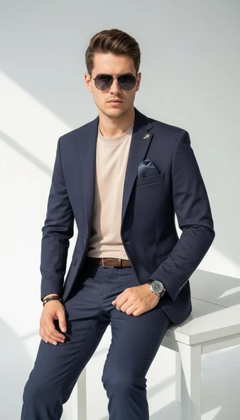 Erkek İtalyan Kesim Tek Düğmeli Blazer Ceket – Klasik ve Modern Şıklık - Resim 3