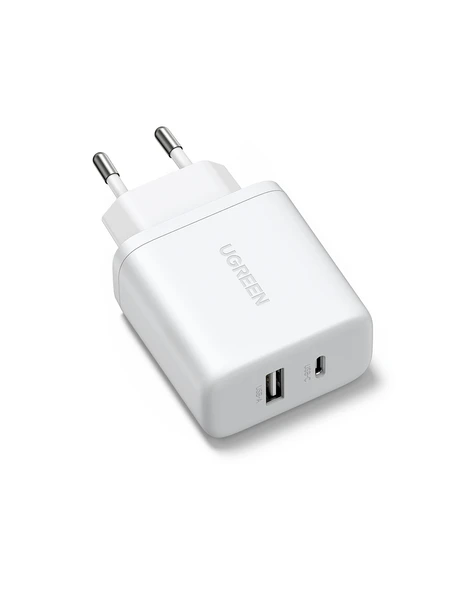 UGREEN 20W 2 Portlu Hızlı Şarj Cihazı, 1xUSB-A, 1xUSB-C, Beyaz, 45310 - Resim 3