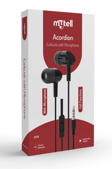 Mytell Mikrofonlu Kulaklık 3,5 mm Silikonlu Acordion X70 Universal - 6