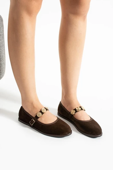 Stato Kemer Detaylı Kadın Babet Kahve ürün görseli