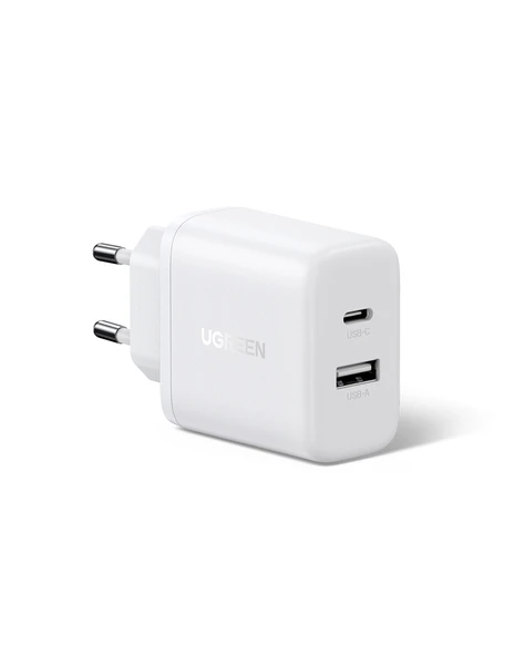 UGREEN 20W 2 Portlu Hızlı Şarj Cihazı, 1xUSB-A, 1xUSB-C, Beyaz, 45310 ürün görseli