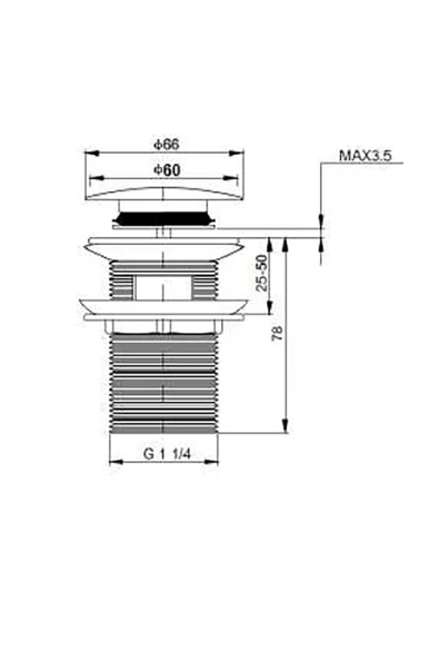 Basmalı Lavabo Sifonu Su Taşma Delikli 6190-0002 - 2