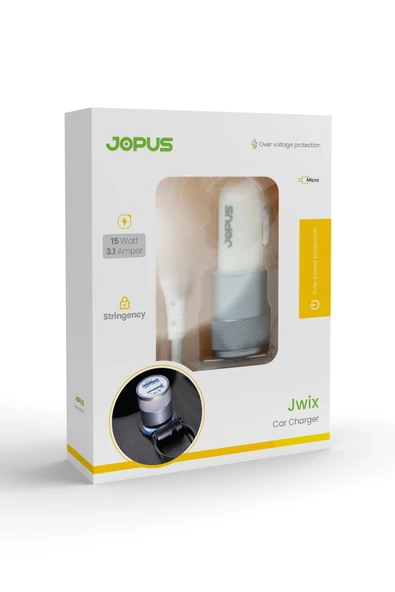 Jopus Micro Çift USB Girişli 3.0A Hızlı Araç Çakmaklık Şarj Cihazı JO-A6 Jwix 2in1 3100 mAh - 5