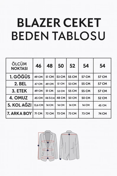 Erkek İtalyan Kesim Tek Düğmeli Blazer Ceket – Klasik ve Modern Şıklık - Resim 7