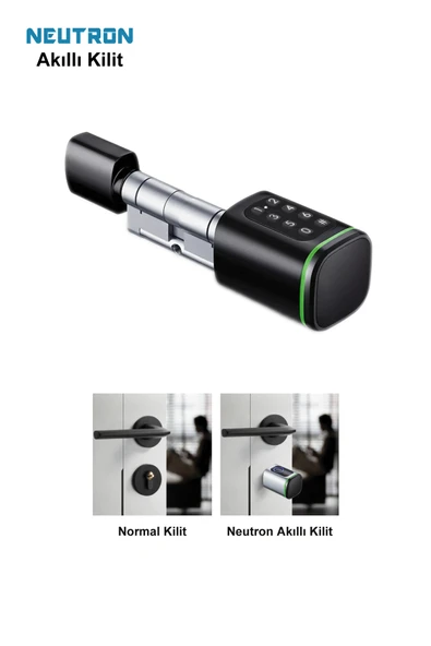 NEUTRON NTL-SC-02FKPB Parmak izi, Anahtarlı, Tuşlu, Kartlı ve Uzaktan Kontrollü Akıllı Kapı Kilidi Siyah ürün görseli