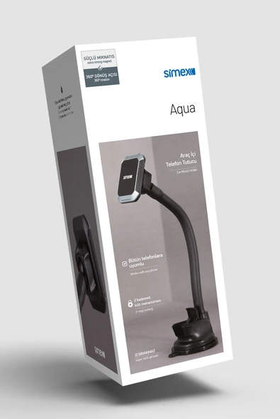 Simex Yüksek Isıya Dayanıklı Araç İçi Cama ve Göğüse Yapışan Vantuzlu Mıknatıslı Telefon Tutucu ST-202 Aqua - 3