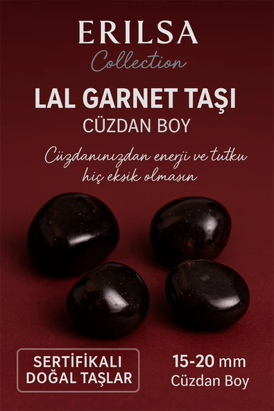 Sertifikalı Lal Garnet Taşı Cüzdan Boy 15–20 mm – Tutku ve Enerji Taşı ürün görseli